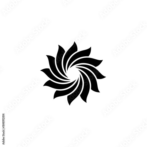 Lotus in spiral formation silhouette vector illustration