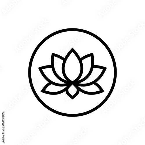 Lotus and yin yang silhouette vector illustration