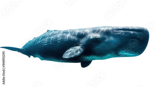 Bild auf Leinwand Isolated Sperm Whale Swimming majestically deep under the sea in ocean, close up