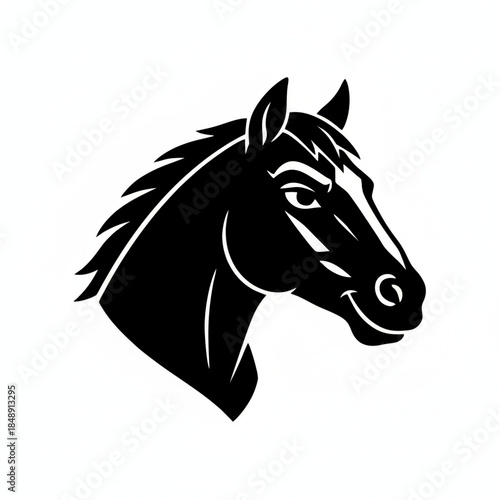 Confident Smirking Horse Face Vector Silhouette for Mascot Logo