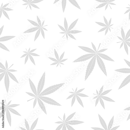 Marijuana seamless pattern. Cannabis background. Cannabis leaves on white background