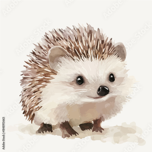 A Hand-painted style, vectorized, vector set available in EPS An Elegant watercolor painting design
_Watercolor_style_painting_of_a_hedgehog_on_a_white