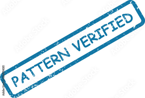 Blue ink rubber stamp impression confirming that a specific pattern has been successfully verified