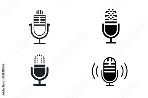 Modern electronic musical instruments. MIC illustrated. as bold vector SVG icons. Includes synthesizers, MIDI controllers, DJ tools, and digital music production devices