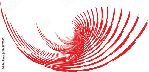 Abstract Red Spiral Wave Lines on White Background