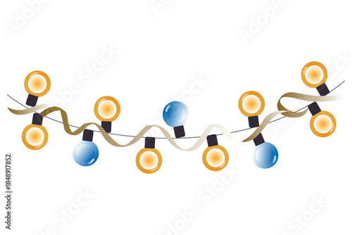 Christmas Lights Isolated on Transparent Backgound. Festive Colorful Christmas Lights String Decoration. Vector Graphic for Christmas Cards, Banners, Poster, Web