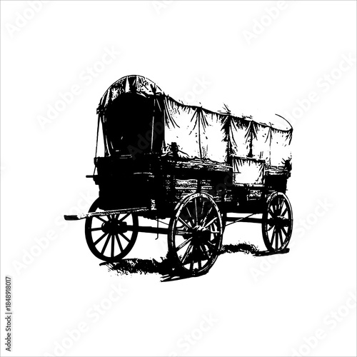 Vintage covered wagon illustration