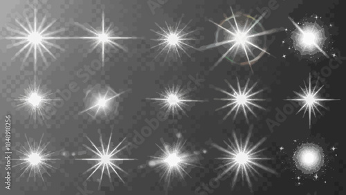 Collection of radiant starbursts