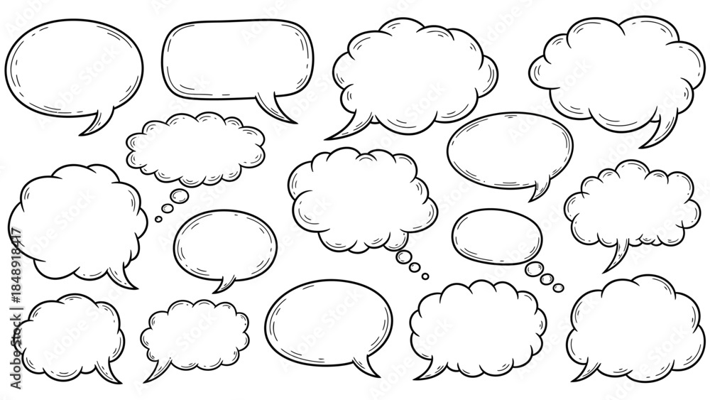 Fototapeta premium Collection of various thought bubbles