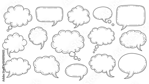 Collection of thought and speech bubbles
