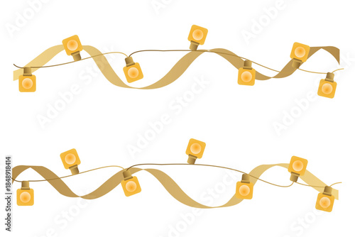 Christmas Lights Isolated on Transparent Backgound. Festive Colorful Christmas Lights String Decoration. Vector Graphic for Christmas Cards, Banners, Poster, Web