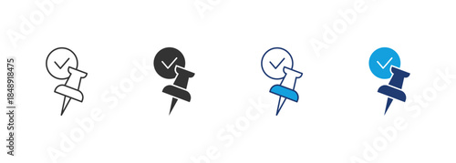 Pushpin Icon Set Multiple Style Collection