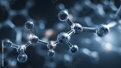 Fototapeta Naklejka Na Ścianę i Meble -  molecule or atom, Abstract structure for Science or medical background, 3d illustration, science, atom, abstract, chemistry, structure, blue, chemical, background