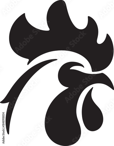 Silhouette of roster, cock run bkack