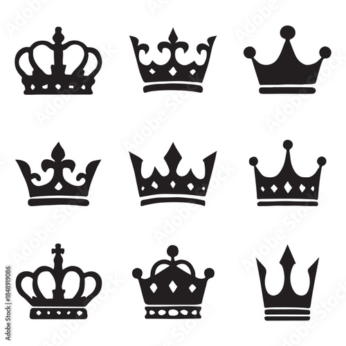 Royal Crowns icon Vector silhouette