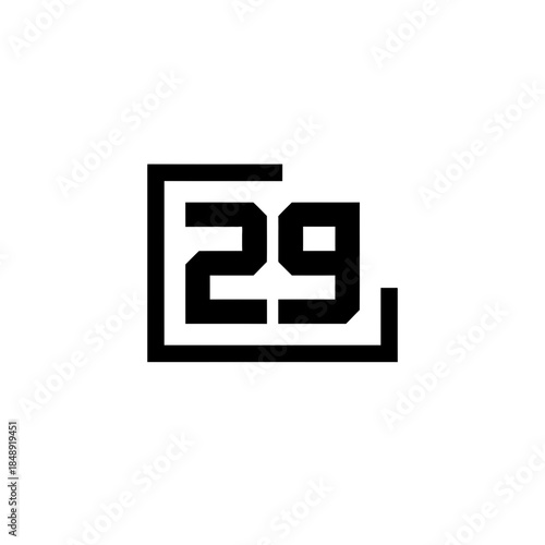 Open boundary number twenty nine silhouette vector illustration