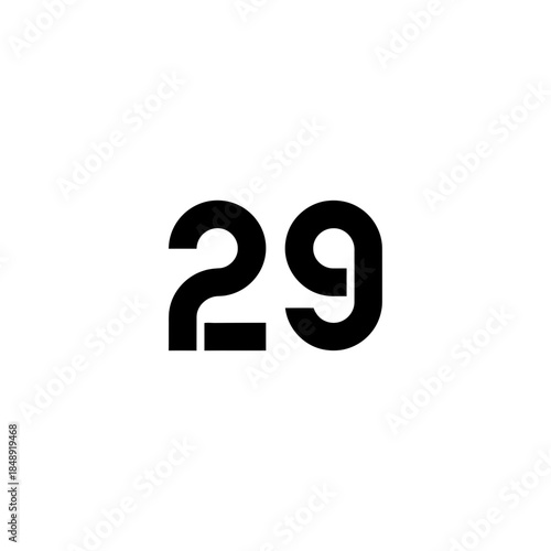 Offset dual structure number twenty nine silhouette vector illustration