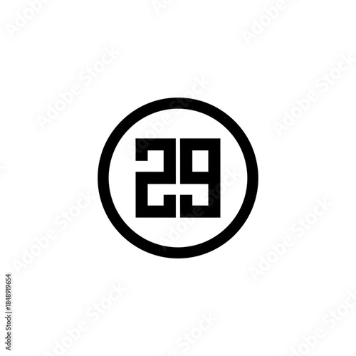 Circular memorial badge number twenty nine silhouette vector illustration