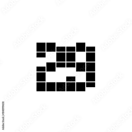 Broken time geometry number twenty nine silhouette vector illustration