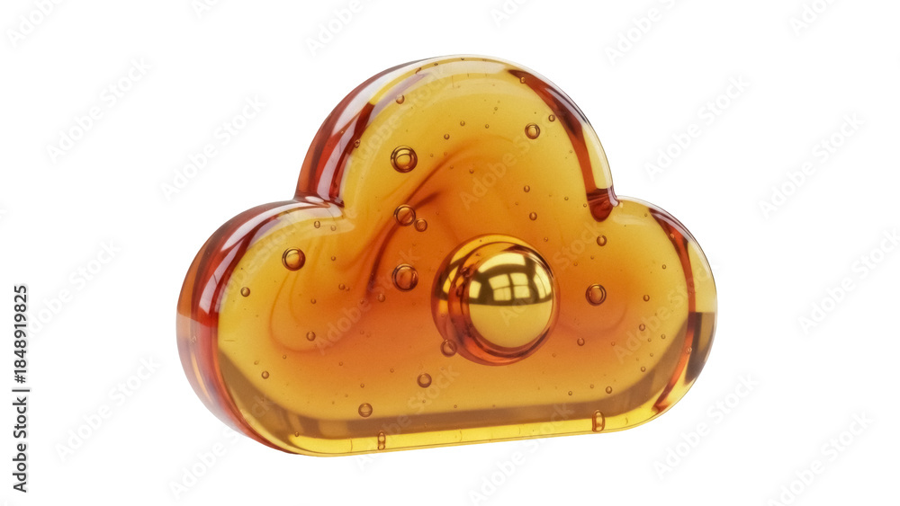 Fototapeta premium Isolated Candy Cloud Design, Stylish Honey, Glass-Like, Elegant Shape, Shiny Caramel