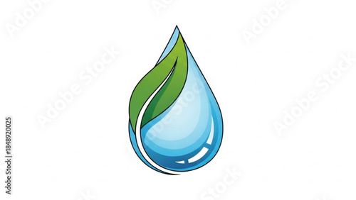 Pure Essence of Nature: A single, radiant water droplet, cradling a vibrant green leaf, symbolizing the preciousness of pure water and its vital connection to life.