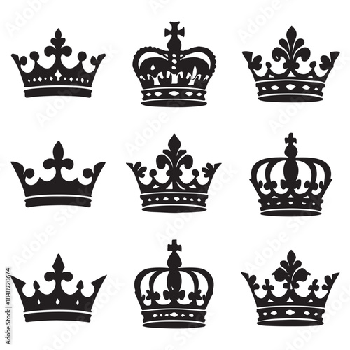 Royal Crowns icon Vector silhouette