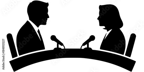 Podcast Interview Conversation Duo Vector Silhouette