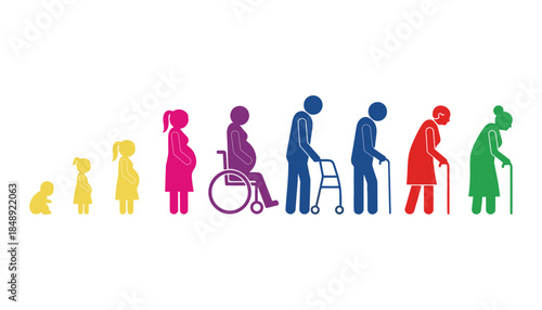 Life stages and abilities diversity illustration