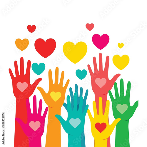 Hearts and hands unity symbol