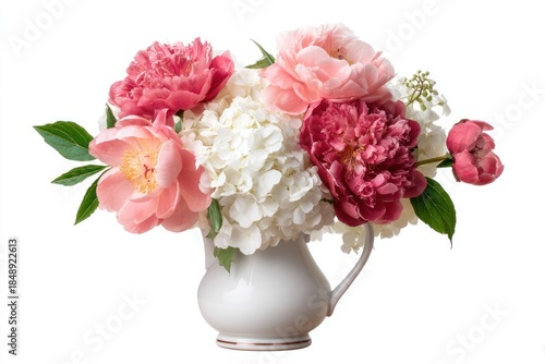Wallpaper Mural Beautiful Pink and White Peony Flowers in a Vintage White Ceramic Pitcher Vase Arrangement Torontodigital.ca