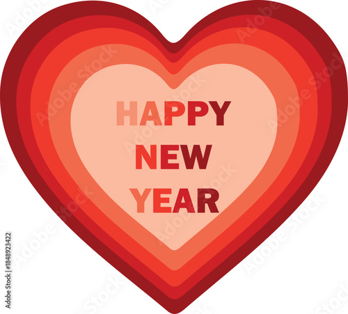 Layered Red Heart with Happy New Year Message