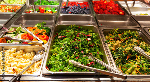 Billede på lærred Fresh healthy food choices at a restaurant salad bar