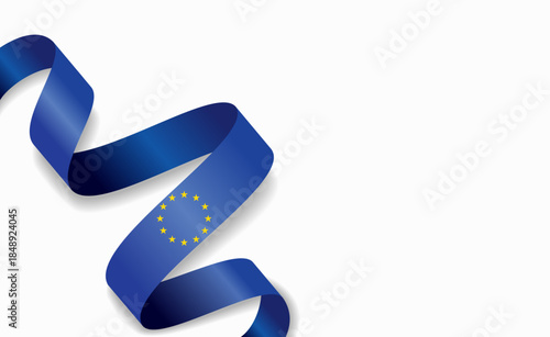 European Union flag stylized wavy ribbon, symbolizing national pride, celebration, or cultural identity. Vector illustration.