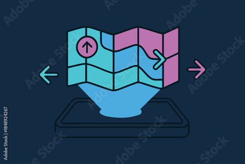 Holographic Map Display with Navigation Arrows