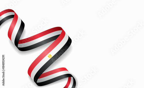 Egyptian flag stylized wavy ribbon, symbolizing national pride, celebration, or cultural identity. Vector illustration.