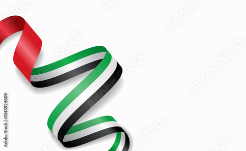United Arab Emirates flag stylized wavy ribbon, symbolizing national pride, celebration, or cultural identity. Vector illustration.