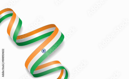Indian flag stylized wavy ribbon, symbolizing national pride, celebration, or cultural identity. Vector illustration.