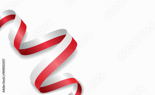 Polish flag stylized wavy ribbon, symbolizing national pride, celebration, or cultural identity. Vector illustration.