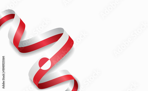Greenland flag stylized wavy ribbon, symbolizing national pride, celebration, or cultural identity. Vector illustration.
