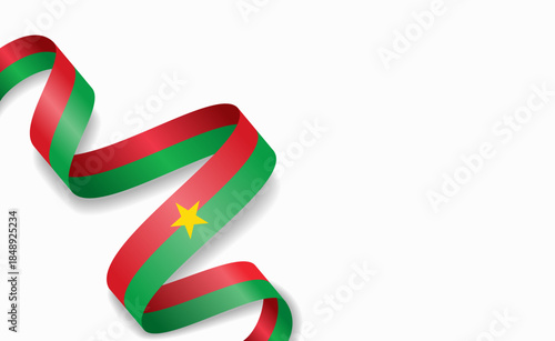 Burkina Faso flag stylized wavy ribbon, symbolizing national pride, celebration, or cultural identity. Vector illustration.