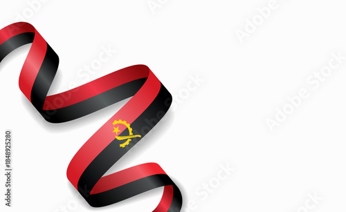 Angolan flag stylized wavy ribbon, symbolizing national pride, celebration, or cultural identity. Vector illustration.