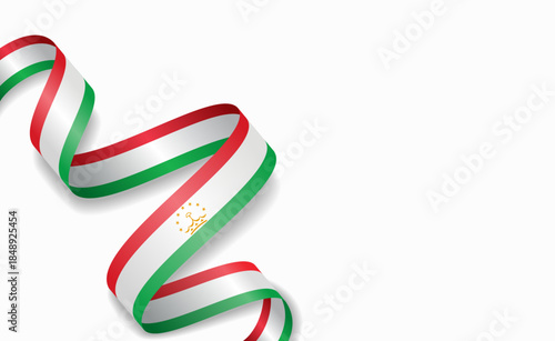 Tajikistan flag stylized wavy ribbon, symbolizing national pride, celebration, or cultural identity. Vector illustration.