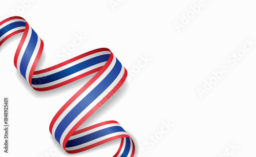 Thai flag stylized wavy ribbon, symbolizing national pride, celebration, or cultural identity. Vector illustration.