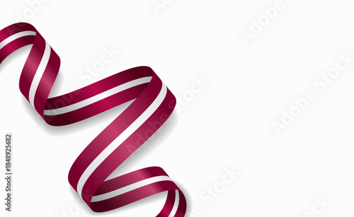 Latvian flag stylized wavy ribbon, symbolizing national pride, celebration, or cultural identity. Vector illustration.