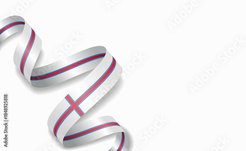 Faroe Islands flag stylized wavy ribbon, symbolizing national pride, celebration, or cultural identity. Vector illustration.