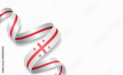 Georgian flag stylized wavy ribbon, symbolizing national pride, celebration, or cultural identity. Vector illustration.