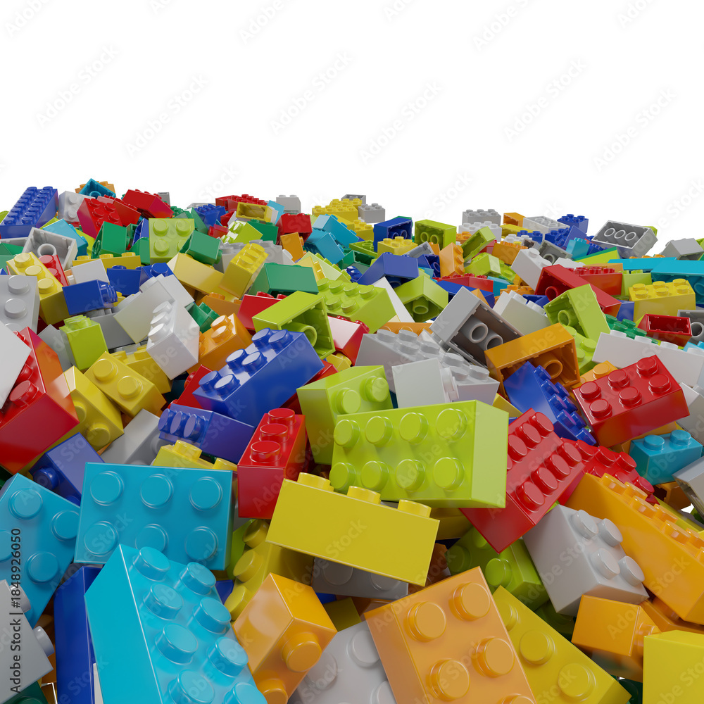 Naklejka premium Constructor set pile isolated transparent background photo realistic 3d rendering PNG with alpha channel 