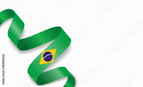 Brazilian flag stylized wavy ribbon, symbolizing national pride, celebration, or cultural identity. Vector illustration.