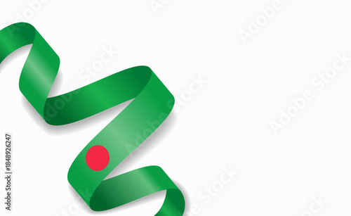 Bangladeshi flag stylized wavy ribbon, symbolizing national pride, celebration, or cultural identity. Vector illustration.