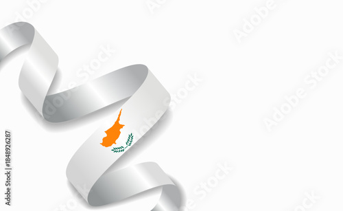 Cypriot flag stylized wavy ribbon, symbolizing national pride, celebration, or cultural identity. Vector illustration.